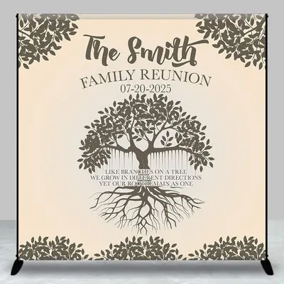 Personalized Leaves Tree Root Family Reunion Backdrop