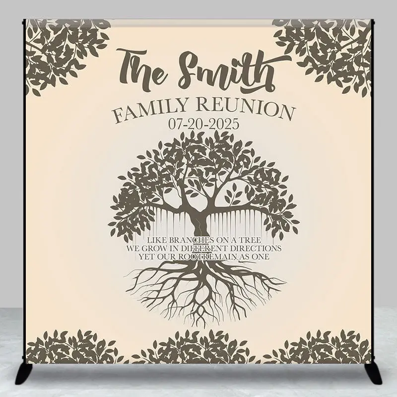 Personalized Leaves Tree Root Family Reunion Backdrop