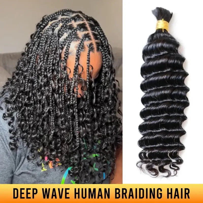 YGwigs Bulk Human Hair For Braiding Natural Black Curly High-Grade Fuller Fluffy Consistent Thickness Good Service Life Cambo...