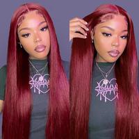 OQHAIR 99J Burgundy Color Wear Go Glueless Wig Pre-cut 7x5 Lace Straight Human Hair Wig Preplucked with Natural Hairline Spri...