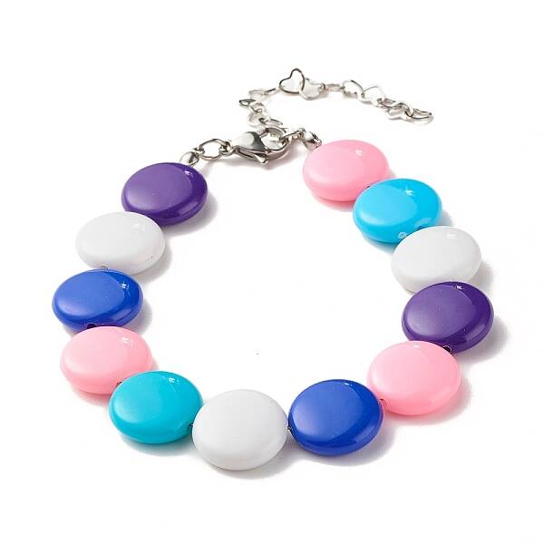 Acrylic Flat Round Beaded Bracelet for Women