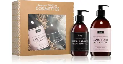 LaQ Brush Gift Pack Italian Nourishing Liquid Soap for Hands and Body 500 ml + cosmetic brush cleansing soap 300 ml