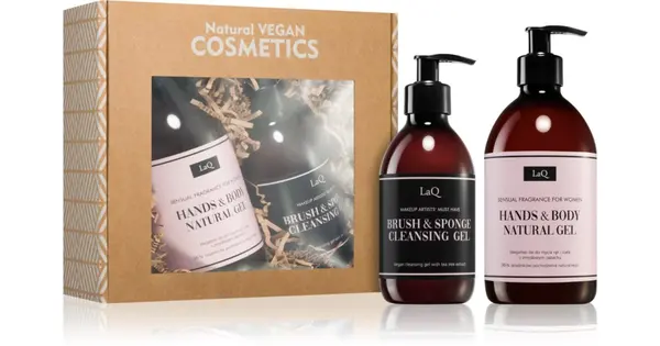 LaQ Brush Gift Pack Italian Nourishing Liquid Soap for Hands and Body 500 ml + cosmetic brush cleansing soap 300 ml