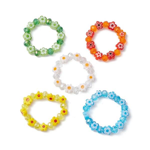 Glass Beaded Stretch Finger Rings for Women