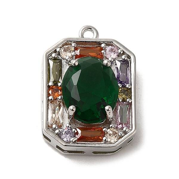 Brass Micro Pave Cubic Zirconia Pendants