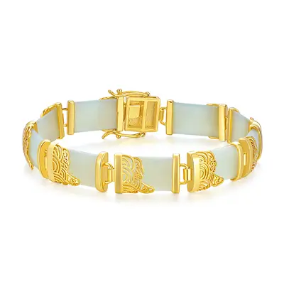 Sterling Silver with Yellow Gold Plated Jade Cloud Charm Bracelet