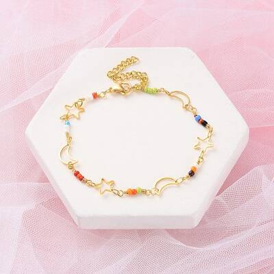 Star & Moon Brass Link Bracelets for Woman