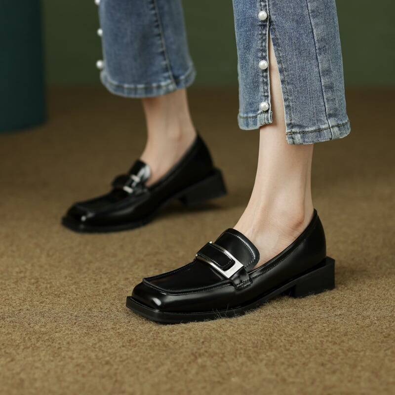 CHIKO Luzmaria Square Toe Block Heels Loafers Shoes