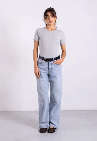Organic Cotton Crew Bodysuit, Light Grey Marl | Size: XXXL