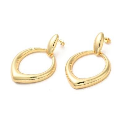 Real 18K Gold Plated Brass Dangle Stud Earrings