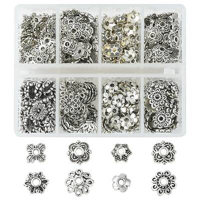 8 Style Tibetan Style Alloy Bead Caps