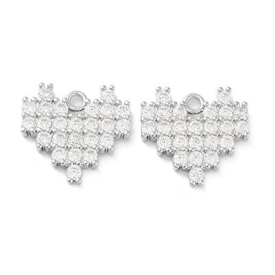 Brass Micro Pave Clear Cubic Zirconia Charms