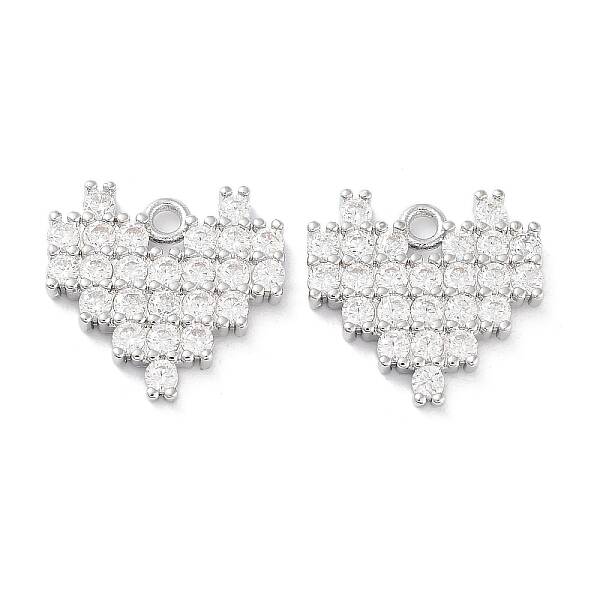Brass Micro Pave Clear Cubic Zirconia Charms