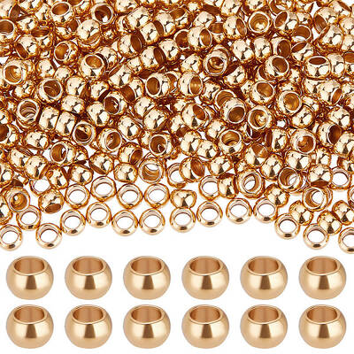 Beebeecraft 500Pcs/Box Gold Crimp Beads 24K Gold Plated Stainless Steel Crimping Tube Spacers Cord End Caps for Earring Neckl...