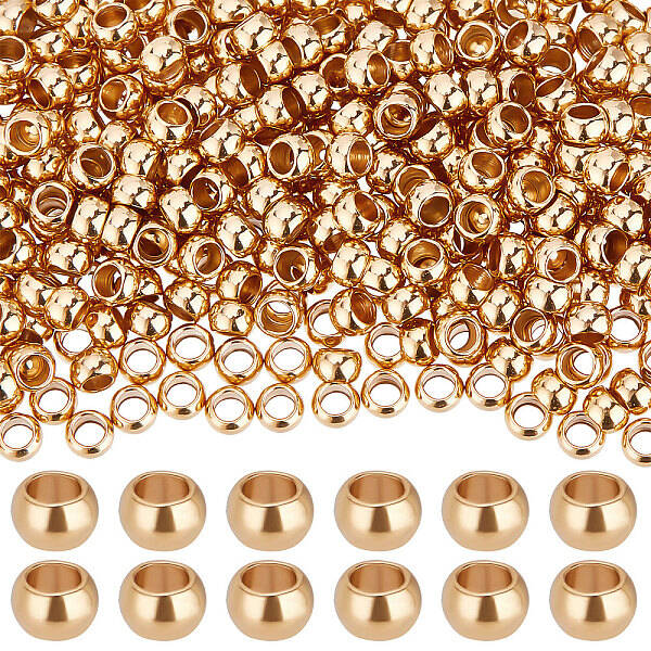 Beebeecraft 500Pcs/Box Gold Crimp Beads 24K Gold Plated Stainless Steel Crimping Tube Spacers Cord End Caps for Earring Neckl...