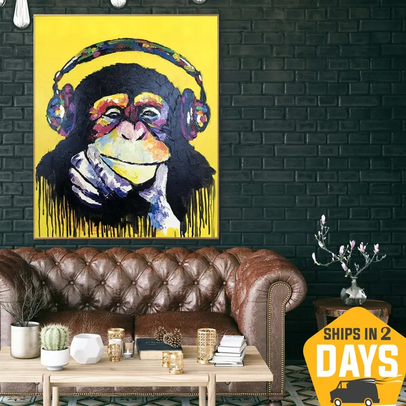 Original Abstract Colorful Monkey Paintings on Canvas Animal Textured Impasto Painting Oil Painting | YOUR VIBE 31.5"x25...