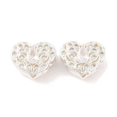 Brass Micro Pave Clear Cubic Zirconia Beads