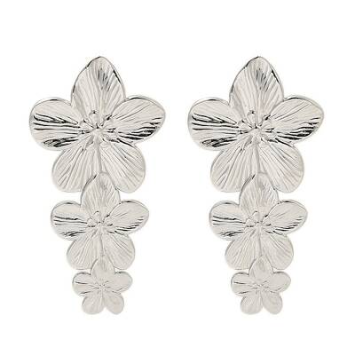 304 Stainless Steel Flower Stud Earrings for Women