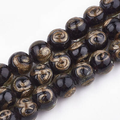 Handmade Gold Sand Lampwork Beads