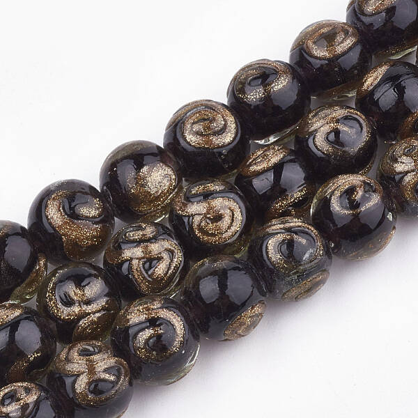 Handmade Gold Sand Lampwork Beads