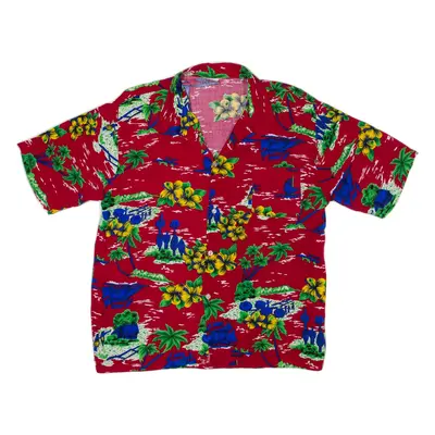 ARENA Mens Hawaiian Shirt Red Floral L