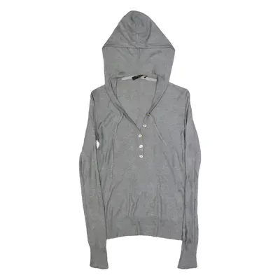 WEEKEND MAX MARA Hooded Womens Top Grey V-Neck Long Sleeve Diamond S