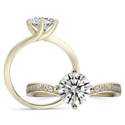 14K Gold Round Shaped Moissanite Round Wedding Ring