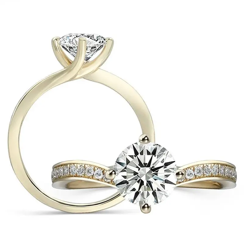 14K Gold Round Shaped Moissanite Round Wedding Ring