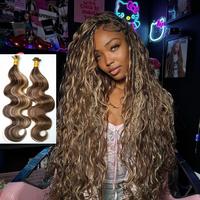 YWIGS Blend Blonde Body Wave Bulk Human Braiding Hair for Boho Styles Natural Texture #27/30/613 & #4/27/30 & #4/30