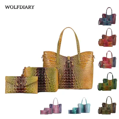 Women's Summer Vintage CrocodileEmbossed Crossbody Bag Set for Women,Handbags & Crossbody Bags & Card HolderFashionable Shoul...