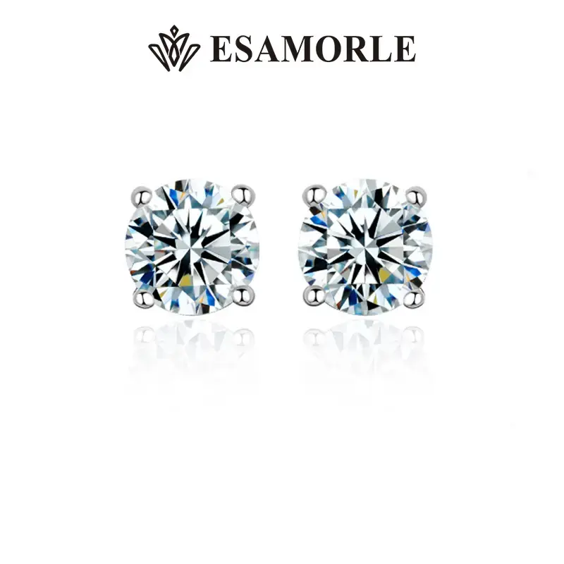 [FLASH SALE] Elegant Round Cut 0.8CT Synthetic Moissanite Stud Earrings For Her in 925s Sterling Silver Birthday Party Gift