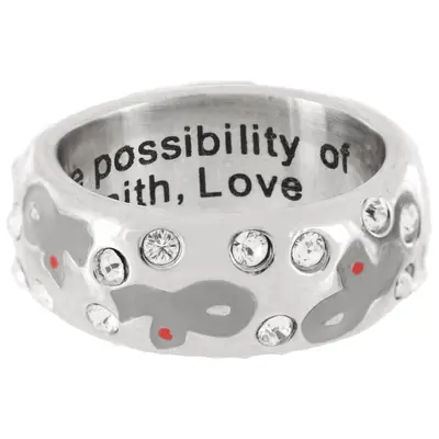 Diabetes Ribbon Swarovski Crystal Ring - 6