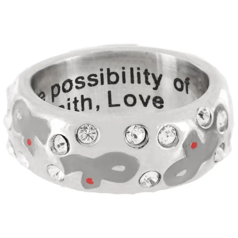 Diabetes Ribbon Swarovski Crystal Ring - 6