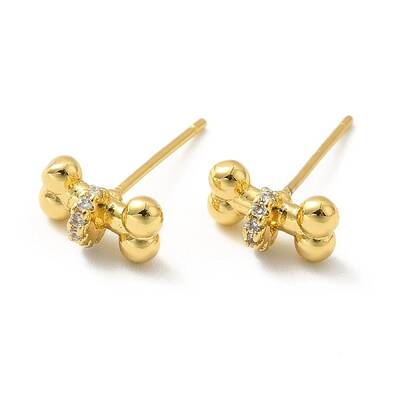 Cubic Zirconia Bone Shape Stud Earrings