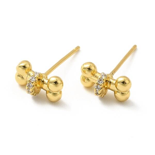 Cubic Zirconia Bone Shape Stud Earrings