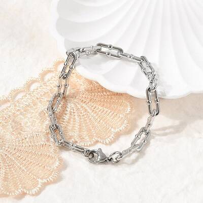 304 Stainless Steel Paperclip Chain Bracelets for Women Men