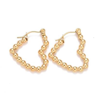 Ion Plating(IP) Heart 304 Stainless Steel Hoop Earrings for Women