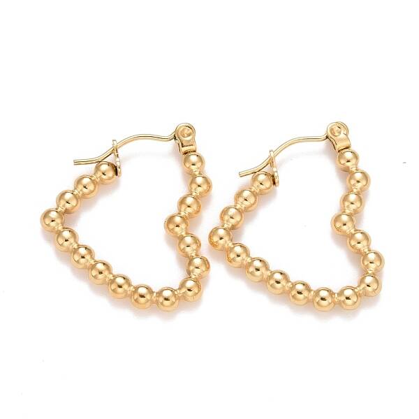Ion Plating(IP) Heart 304 Stainless Steel Hoop Earrings for Women