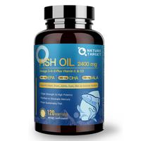 NATURE TARGET Triple Omega 3 6 9, Fish Oil 2400mg Softgels with Vitamin D3 & E - EPA & DHA & ALA - Supports Heart, Brain, Joi...