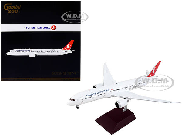 Boeing 787-9 Commercial Aircraft Turkish Airlines White with Red Tail Gemini 200 Series 1/200 Diecast Model Airplane by Gemin...