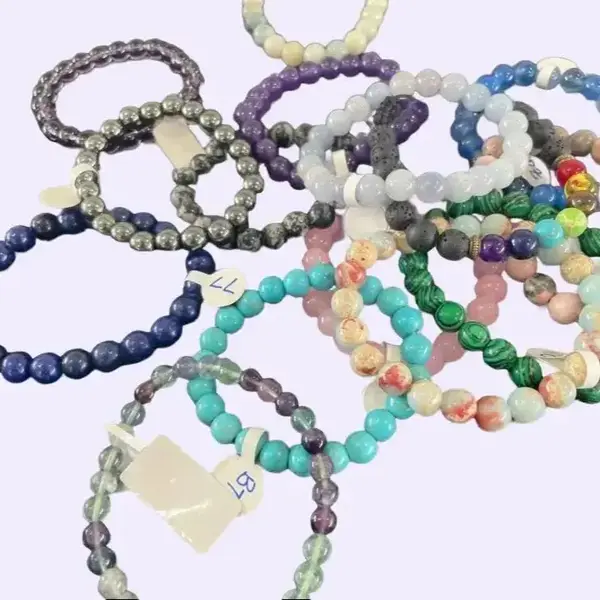 Intuitively Picked Crystal Bracelet with Key Crystal Meanings & Journal Prompts, Elastic Cord intuitive crystal tumbled Natur...