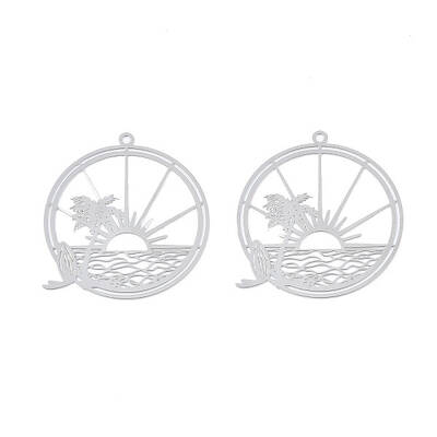 Non-Tarnish 201 Stainless Steel Filigree Pendants