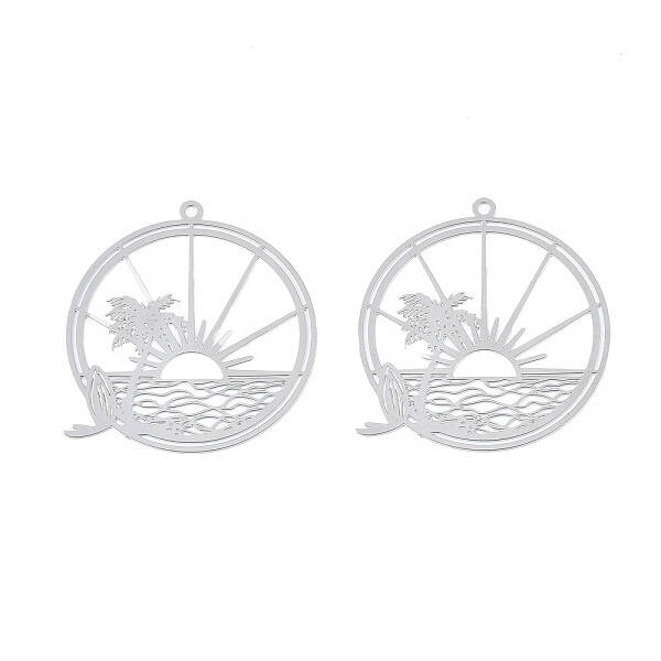 Non-Tarnish 201 Stainless Steel Filigree Pendants