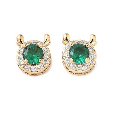 Brass Micro Pave Cubic Zirconia Beads