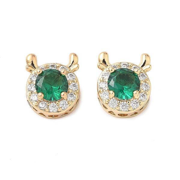 Brass Micro Pave Cubic Zirconia Beads