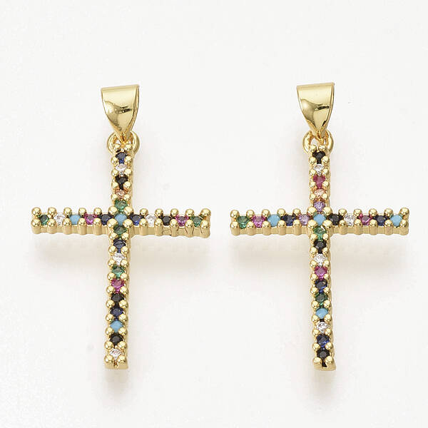 Brass Micro Pave Cubic Zirconia Pendants