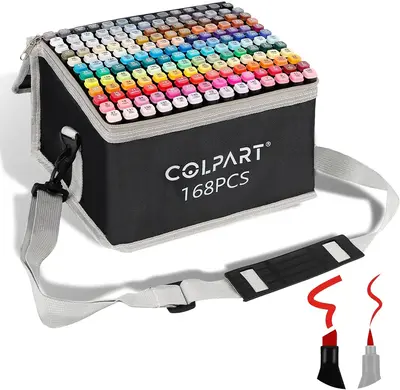 【NEW】COLPART 168-Color Alcohol Markers Set with Carry Bag - Dual Brush & Chisel Tip Art Markers for Kids & Adults | Vibra...