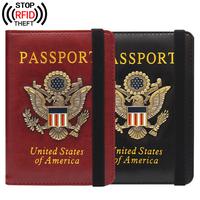 Summer Bifold Rfid Wallet for Passport Case with Card Slots, American Flag & Letters Design Passport Case for Father's Day Gi...