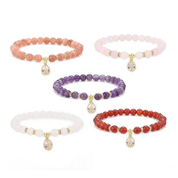 Gemstone Bead Stretch Bracelets