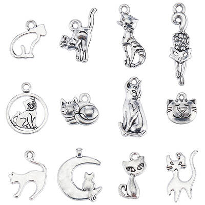 96Pcs 12 Styles Tibetan Style Alloy Pendants